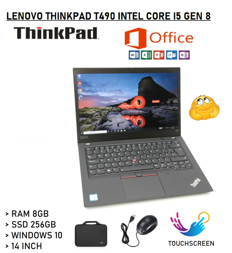 Lenovo ThinkPad T490 14 Inch Core i5 Gen RAM 8GB SSD 256GB Windows 10 Pro  Touchscreen Berkualitas Tinggi