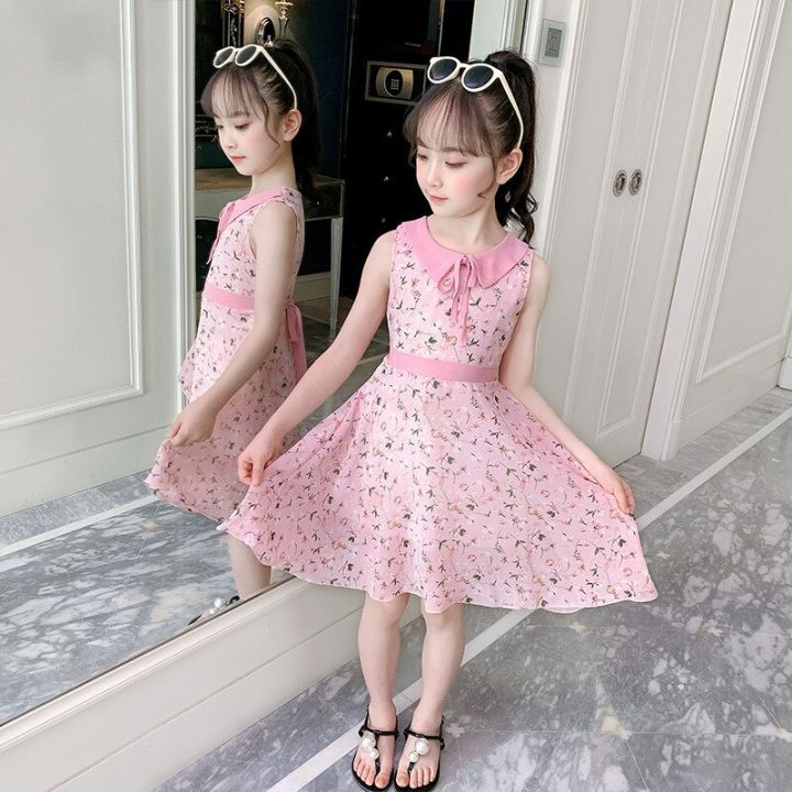 Summer Dress Girl Kids Clothes Elegant Fashion Girls Party Princess Prom  Dresses Tie-up Kids Floral Dress 4 6 8 10 12 Years