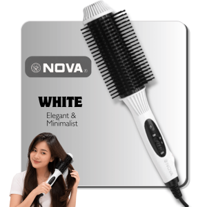 NOVA Hair Straightener Brush Curling Comb Fast Heat Anti Scald Styling Brush for All Hair Types