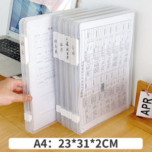 Transparent File Box A4/A5 Desktop Storage Box Sticker Notes with Buckle Paper Document Organizer School Office Supplies