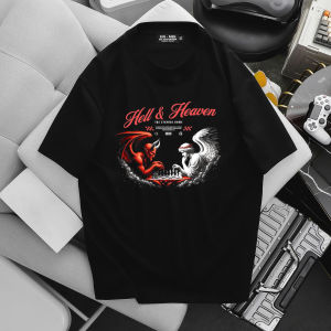[Bigmen] - Áo thun cotton cổ tròn in hình Hell & Heaven đẹp lạ bigsize nam cỡ đại <145kg