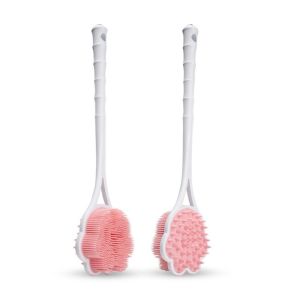 SUNNY BAR Hai  Bàn chải lưng tắm Tay cầm dài Silicon Bàn chải massage cho vòi hoa sen Bàn chải rửa Không trượt Bàn chải lưng cho phòng tắm để tắm