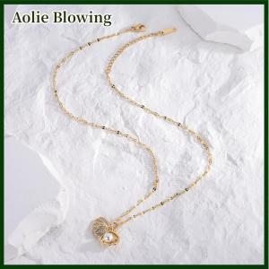 Aolie Necklace For Women Full Of Rhinestones Titanium Pendant Necklace Non Tarnish Metal Necklace