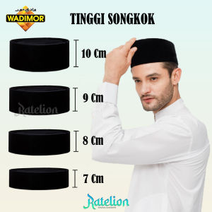 GROSIR (10 Pcs) Songkok Hitam WADIMOR AC Tinggi 7 8 9 10 Peci Polos Beludru Size Anak dan Dewasa Santri Pesantren Kopiah Sekolah Ukuran Besar Kecil
