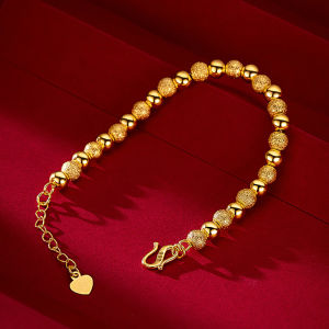 Womens Gold-Tone 6mm Round Bead Chain Bracelet - Adjustable Classic Wedding Jewelry Fine Fashion Gift