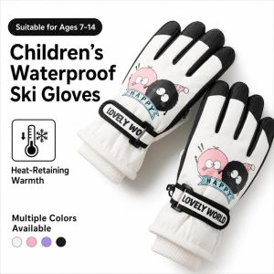 MASTERYX Winter Children Ski Gloves Warm Non-slip Kids Winter Mittens Cute Plush Thickened Baby Snow Gloves Snow Snowboard