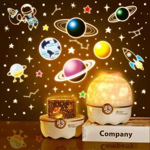 360 Degree Rotation LED Night Light Projector 6 Projection Films Starry Romance Home Decor Kids Bedroom