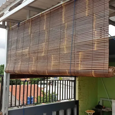 Kerai Bambu Wide Tirai Bambu Kulit Aren Wide 2 × 2 Meter Tirai Kerai Bambu 1.5 x 2 Meter - Wide Bambu Tebal Tirai WIDE Bambu Natural Outdoor Size 2Mx2M Kulit Aren Ada Kerekannya