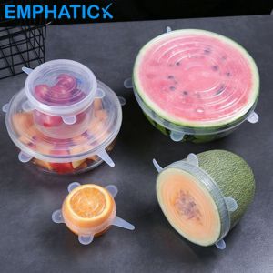 6pcs Set Silicone Food Cover Reusable Food Storage Stretchable Food Lid