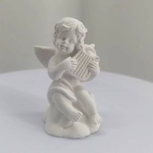 ESFDGL Creative Mini Photo Props Resin Crafts Guardian Angel Gypsum Texture Character Sculpture Garden Ornaments  Figurine Cupid Angel Statue