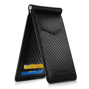 NEW High Quality Black Carbon Fiber Money Clip RFID Blocking Driver License ID Cash Holder Slim Thin Men Wallet Moneybag Mens Accessories