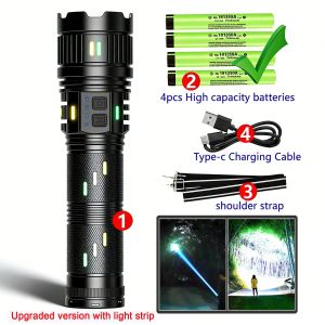 Super Bright LED Flashlight Strong Light Long Range Rechargeable Mobile Zoom Fluorescent Emergency Tactical Torch