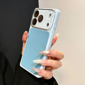 Creative Lichee Pattern PU Leather Phone Case For iPhone 17 16 14 15 13 Pro Max Glass Lens Protective Soft Bumper Fashion Cover