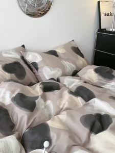 Washed Cotton Bed Sheet Set Four-Piece Simple Duvet Cover Single Dormitory Bunk Bed Single Bed Bedding Set Three-Piece Set LZD