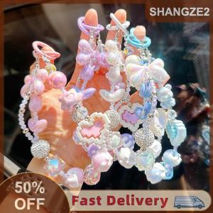 【E-WOITD】 ห่วงโซ่คล้องโทรศัพท์มือถือป้องกันการสูญเสียการสร้างบล็อกรักโบว์จี้ลูกปัดพวงกุญแจกระเป๋าแขวนตกแต่ง