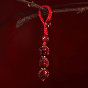 Cinnabar Keychain Full dissolve mold and mildew Zodiac 3in1 Pendant Cinnabar Pendant Keychain