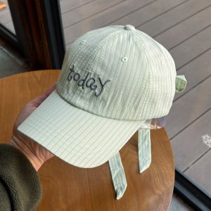 ELFINL Sáng tạo Mũ bóng chày thêu chữ Thiết kế nơ ruy băng Thêu Mũ bóng chày bằng vải cotton Đơn giản Thời trang Mũ chống nắng Cô gái