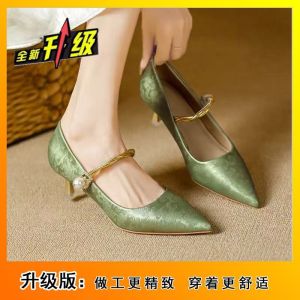 Free Shipping Pointed-Toe Stylish And Elegant High-Heeled Shoes Versatile For Casual Wear With A Closed-Toe Design And A Slender Heel New Spring/Autumn Collection