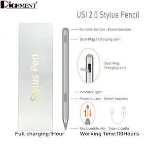 RICHMENT USI 2.0 Stylus Pen Tilt Support Palm Rejection4096 Pressure SensitivityTail Eraser for Fire Max 11 Tablet