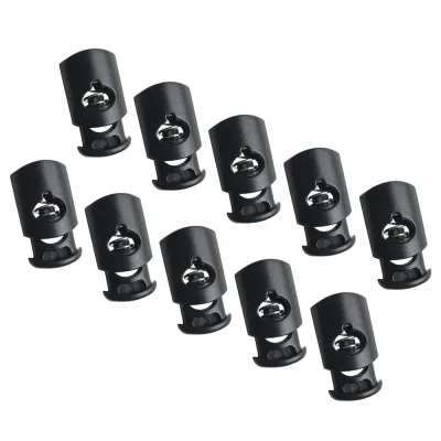 10/50Pcs Plastic Black Cord Lock Spring Stopper For Garment Accessories Single Hole Drawstring Stopper