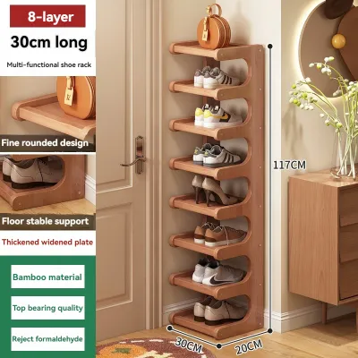 Shoe Rack Organizer Multi-layer Vertical Narrow Shoe Shelf Storage Organizer Space Wood Saving Shoe Storage Rack