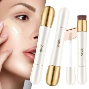 NOVO 2 in 1 Foundation Concealer with Built-in BrushDouble Head Makeup Stick Waterproof Long Lasting Anti-Wrinkle Concealer Foundation