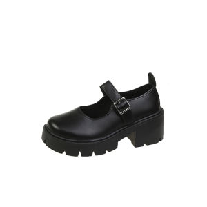 StrideNest Classic Lolita Fashion/JK Black Thick Bottom Shoes Casual Wild Style Students Rubber Mary Janes(standard size)#300