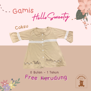 0 - 1 Tahun Setelan Gamis Muslim Hello Sweety Free Kerudung Jilbab Baby Perempuan / Tunik Syari Bayi