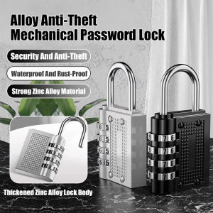 4-digit luggage combination lock Combination lock Zinc alloy anti-pry combination padlock High strength anti-violent opening Portable travel luggage lock