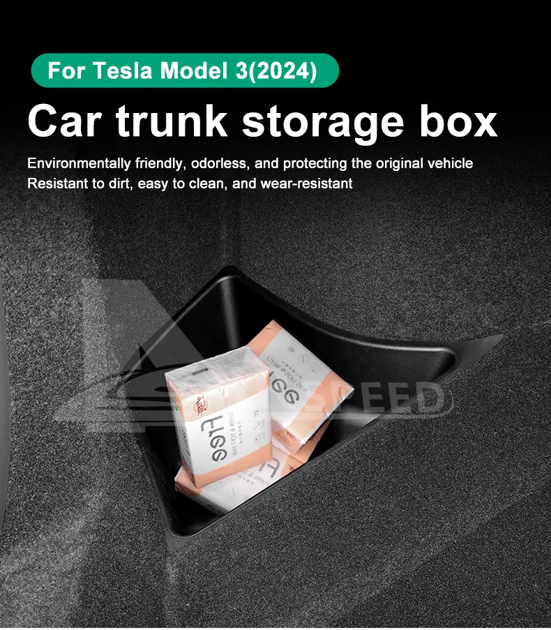 For Tesla Model 3 Highland 2024 Car Trunk Storage Box TPE 4PCS Car Rear  Trunk Organizer Box Storage Boot Tray Accessories