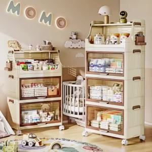 Bookshelf Foldable Household Living Room with Door Anti-dust Book Sundries Snacks Toy Storage Cabinet Plastic Bookcase Storage Cabinet 3UIP