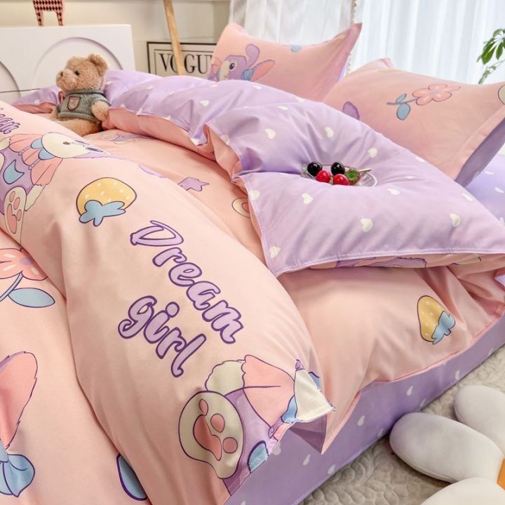 Cartoon 3/4 In Bedding Set for Kids Girls Bedroom Bed Cover
