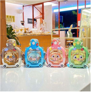 Botol Minum Anak Karakter Emoji Korea Lucu Stiker 2D 3D Tali Sedotan Botol Anak Sekolah 1 Liter 3223