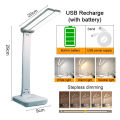 Double Head Desk Lamp LED Rechargeable Table Light Touch Dimmable Foldable Eye-Care Reading Lamp for Office Study Work Cordless Modern Blue. 