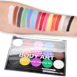 PTK52 15สี สีน้ำมันบนตัวใบหน้า มืออาชีพอย่างมืออาชีพ ปลอดสารพิษไม่เป็นพิษ เม็ดสีภาพวาดศิลปะบนร่างกาย จานสีเพ้นท์ เครื่องมือแต่งหน้าฮาโลวีน สีน้ำมันเพ้นท์น้ำพร้อมแปรง อุปกรณ์เครื่องสำอางแต่งหน้า