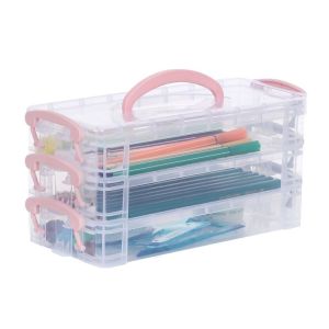 VISION GLASSES Có thể xếp chồng lên nhau Hộp đựng bút chì di động Có thể tháo rời Nhiều lớp Hộp lưu trữ cọ vẽ Di động Thiết kế trong suốt Hộp đựng bút màu nước Học sinh
