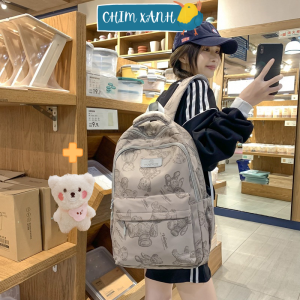 Balo nữ sinh cấp 2 cấp 3 phong cách hàn quốc ulzzang xinh xắn cute họa tiết gấu đựng laptop nhiều ngăn chống nước CX28