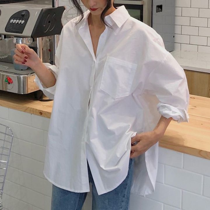 Oversized white long outlet sleeve shirt