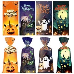 538TD 50pcs Cute Halloween Candy Bag Reusable Exquisite Snacks Candy Biscuit Bag Spider Multi-functional Drawstring Bag For Kids