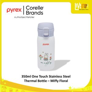 PYREX 350ml One Touch Stainless Steel Thermal Bottle - Miffy Floral