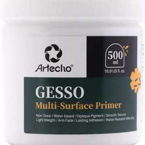 Art Supply 500ml White Gesso Primer for Oil & Acrylic Painting Blendable Non-Toxic Medium Canvas Superior Coverage