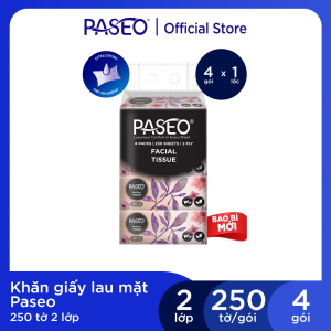 [DEAL SỐC BLACKFRIDAY] Lốc 4 Gói Khăn Giấy Rút Paseo Cao Cấp Dai Mềm Mịn (250 Tờ 2 Lớp) - Không Viêm Và Kích Ứng