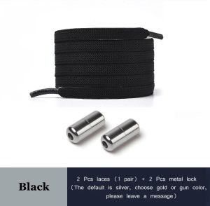 Flat Elastic Shoe Laces Round Metal Lock No Tie Shoelaces For Sneakers Quick Put On And Take Off Capsule Lazy Shoes Lace