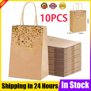 In Stock 10pcs Kraft Paper Bags Snowman Christmas Gift Bags with Handle 15cm x8cm x21cm Cookie Packaging Bags Wedding Party Favor Boxes