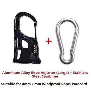 ADREE Stainless Steel Tent Rope Tensioner Aluminum Alloy 2-10mm Self Lock Rope Adjuster High Quality Anti-Slip Tarp Tightener Outdoor Tool