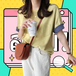 QJshop สานมินิมอลห้ามพลาด เสื้อคอกลมงานเรียบๆ แต่งกระเป๋ากิ๊บเก๋อยู่เด้อ ว่าไม่ได้น้าาา จัดให้ 4 สี ลุคไหนก็เอาอยู่