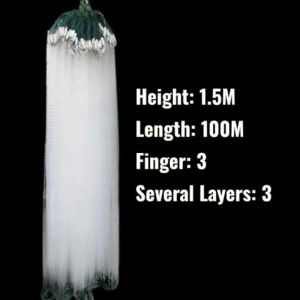Fishing Net Trammel Gill Net Nylon Sinking White Lambat 3 Layer River Lake Sea Durable