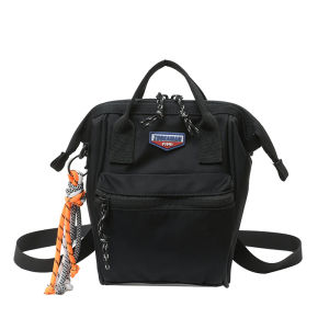 กระเป๋าสะพายหลังผู้หญิงสีดำทรงสวยทรงพลุสไตล์เกาหลี