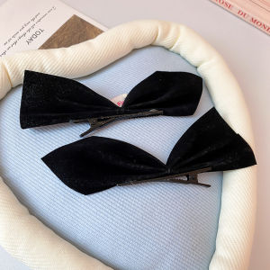 Drejew nơ nhung đen kẹp tóc jisoo cùng phong cách hợp thời trang kẹp tóc thú mỏ vịt lớn thích hợp ngọt ngào và mát mẻ Phụ kiện tóc