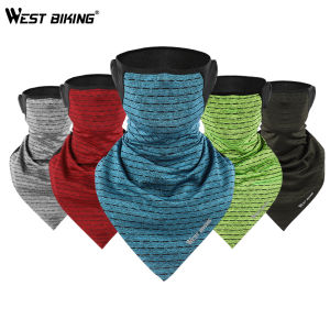 WEST BIKING Suit Summer Ice Fabric Cycling Face Masks UV Protection Breathable Sport Scarf Ear Hanging Bike Bandanas Face Mask